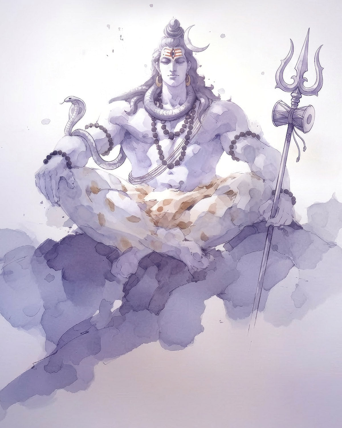 Mahādeva at Rest in Lavender — AWEDICT fine-art print