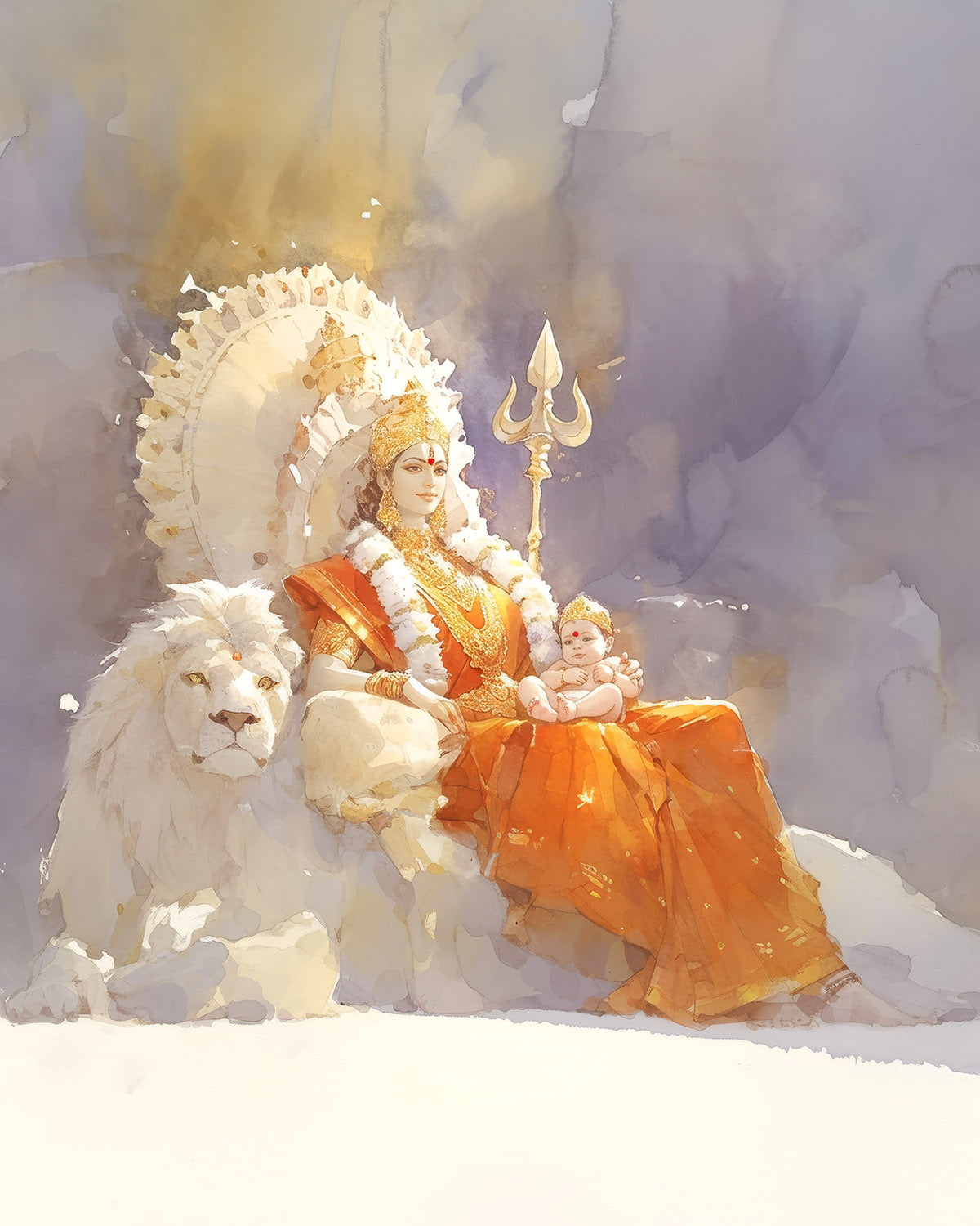 Durgā on the White Lion — AWEDICT fine-art print