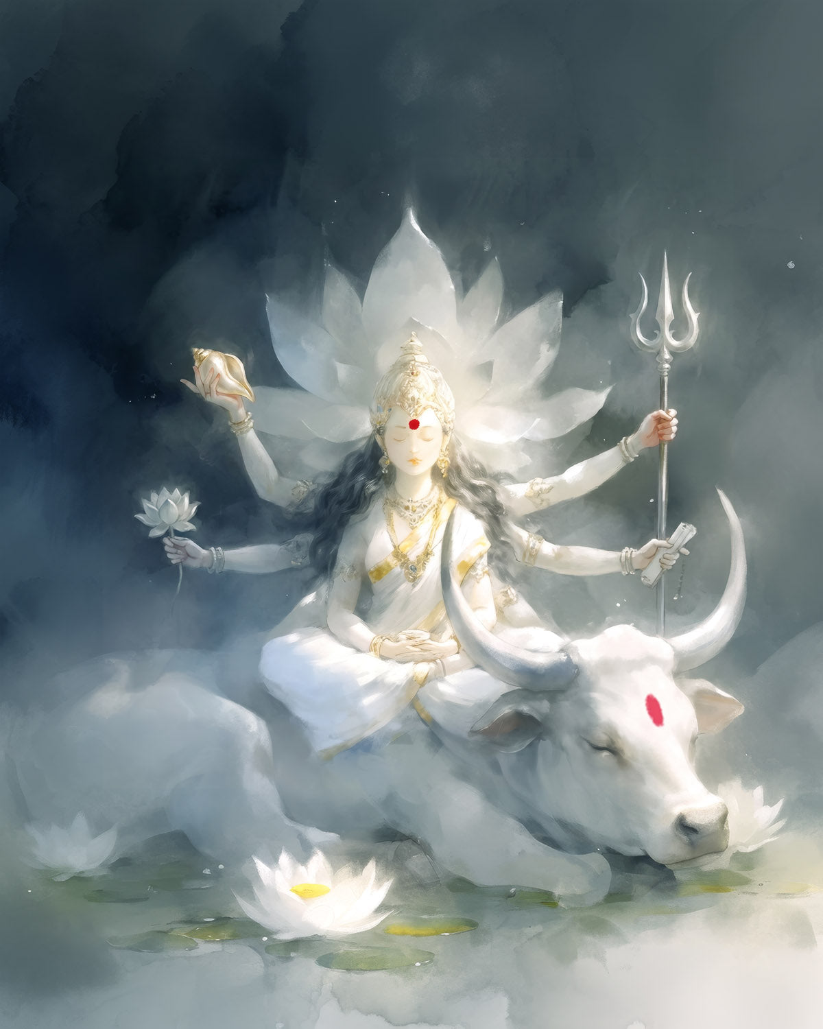 Lotus Throne, White Bull — AWEDICT fine-art print