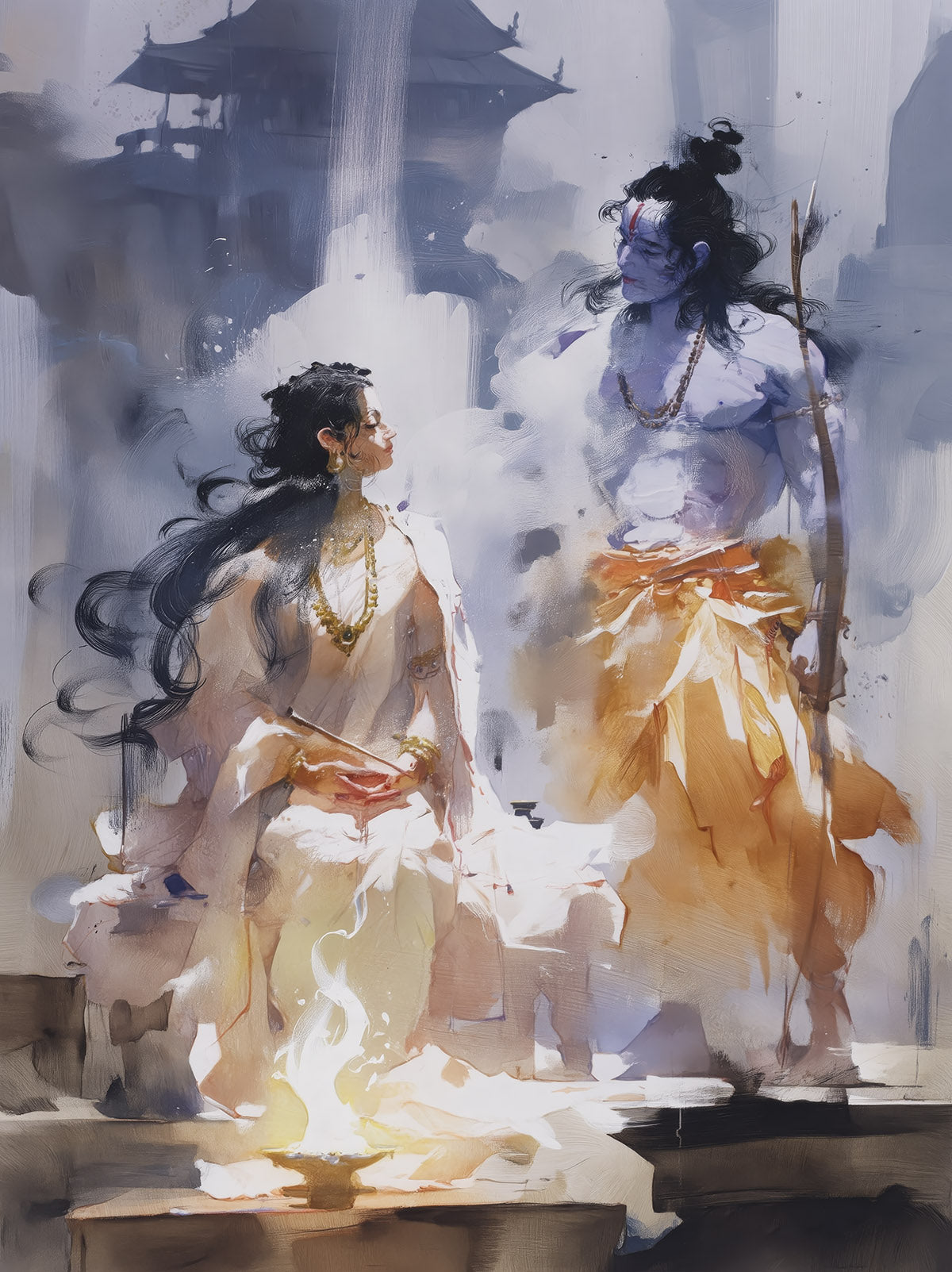 Sītā and Rāma — Before the Fire — AWEDICT fine-art print