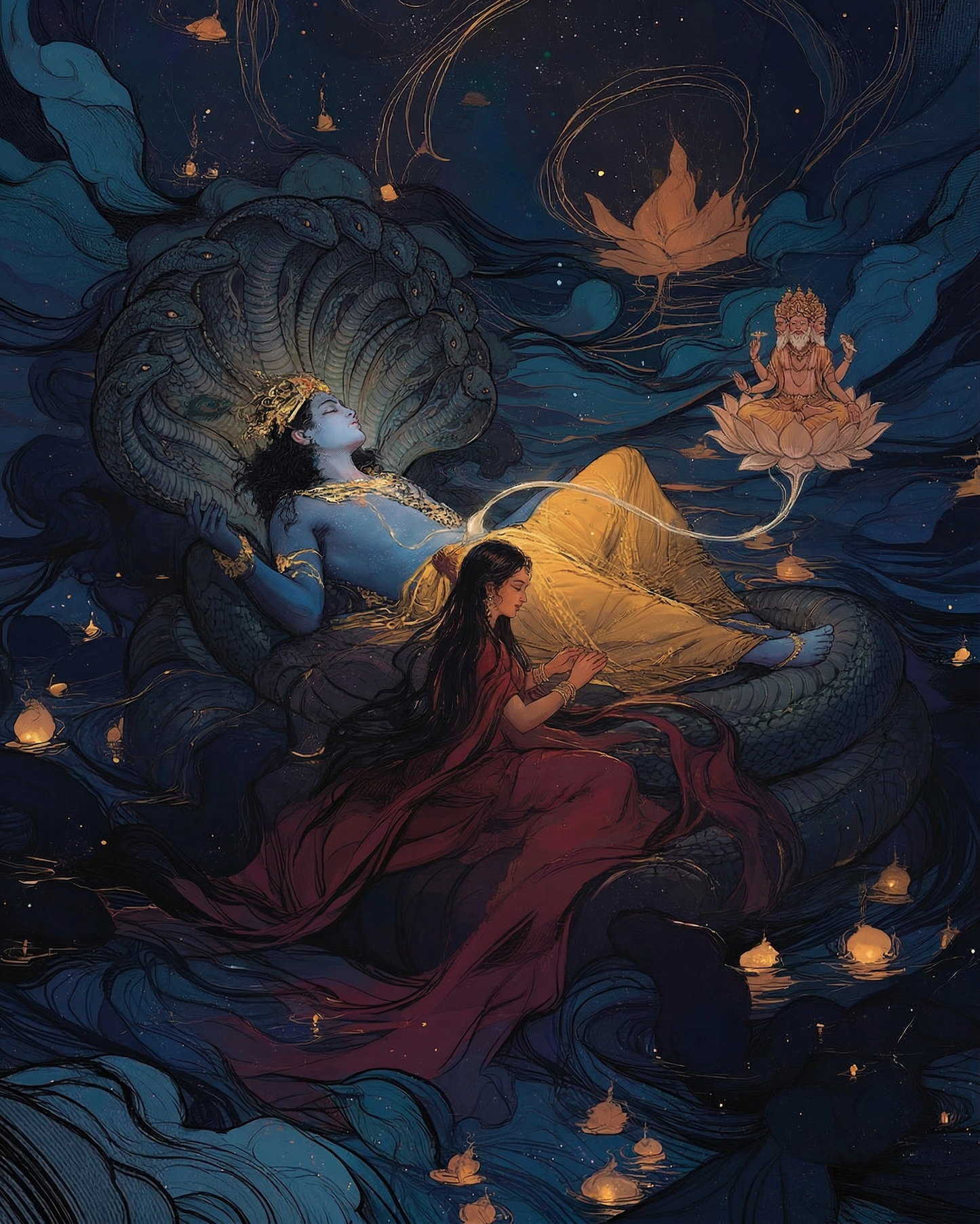 Yoganidra Vishnu — The Cosmic Dream — AWEDICT fine-art print